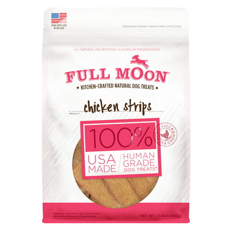 Full Moon All Natural Human Grade Dog Treats, Chicken Strips, 12