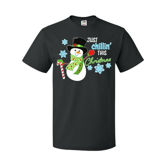 Inktastic Just Chillin' This Christmas Fun Snowman in Top Hat T-Shirt