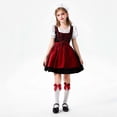 thumbnail image 5 of Kids Lace Maid Oktoberfest Costume Dress, Short Sleeve Girls Summer Festival Casual Apparel Dresses for Little Girls 3-11 Years Wine 9-10 Years, 5 of 8
