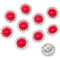 thumbnail image 1 of 10pcs 16mm Round Rhinestone Faux Pearl Buttons Embellishments - Sew On (red), 1 of 3