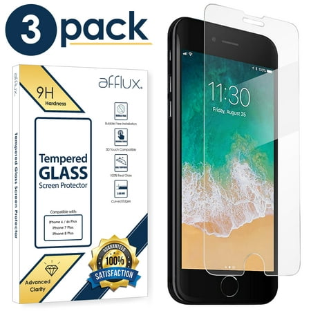 [3-Pack] FreedomTech Screen Protector Compatible with Apple iPhone 8 Plus / iPhone 7 Plus / iPhone 6s Plus / iPhone 6 Plus Tempered Glass Screen Protector, Anti-Scratch, Anti-Fingerprint, Bubble Free