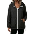 thumbnail image 2 of WPPGONE Womens Windbreaker Jacket Hooded Water-Repellent Hem Drawstring Zip Up Long Sleeve Coat Outdoor Autumn Winter Fashion Casual Jacket with Pockets, 2 of 9