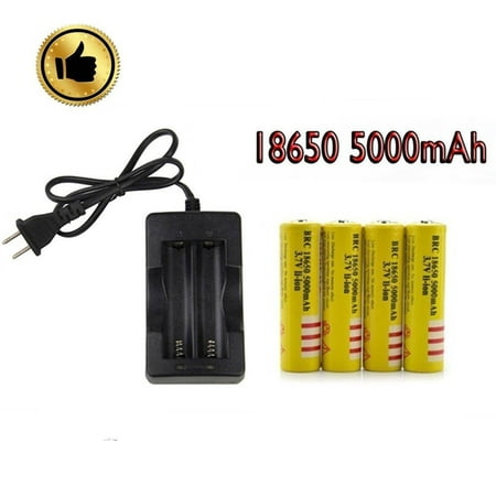 5000mah 18650 Battery with charger, 3.7V Rechargeable Protected Lithium li-ion Battery for headlamp&flashlight&led light and other electronic