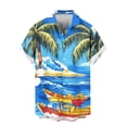 thumbnail image 5 of LEKWK Hawaiian Shirts for Men Beach Button Down Casual Shirts Short Sleeve Collared Lightweight Print Tops Loose Fit Beach Resort Vacation Wear Blue L, 5 of 6