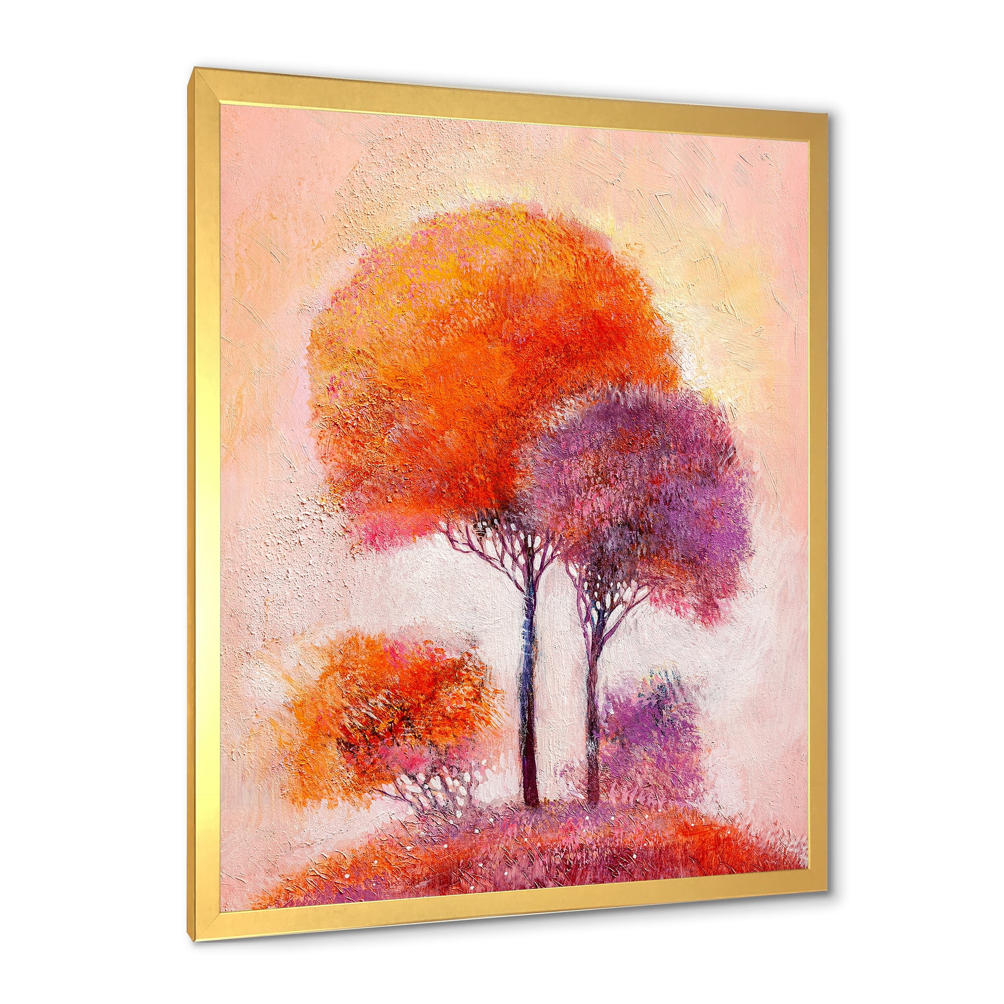 Designart 'Colourful Trees Abtract Impression I' Traditional Framed Art Print