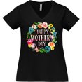thumbnail image 3 of Inktastic Happy Mother's Day Flowers Women's Plus Size V-Neck T-Shirt, 3 of 5