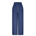 thumbnail image 3 of Aofany Women Casual Trousers Elastic Waist Solid Jeans Loose Wide Leg Long Pants, 3 of 5