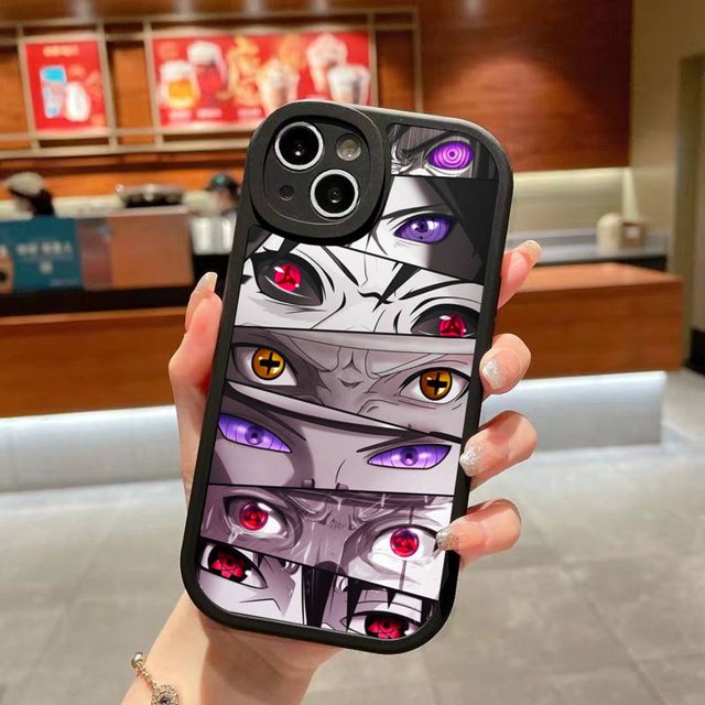 Naruto Itachi Uchiha Sasuke Kakashi Eyes Phone Case For iPhone 14 Plus 13 12 11 Pro Max Mini X XS XR Soft Silicone Black CoverFor iphone14 Plus Gao Jinjia LED