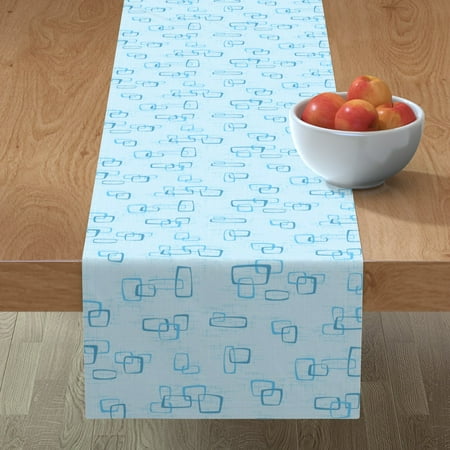 

Cotton Sateen Table Runner 90 - Retro Squares Mid Century Midcentury Modern Geometric Shapes Vintage Suburb City Sky Tiki Cocktail Print Custom Table Linens by Spoonflower