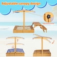 thumbnail image 4 of Haverchai Kid Sandbox with Lid, Outdoor Wooden Sand Boxes with Kids Picnic Table, Sandpit with Cover Canopy, Toddler Outdoor Playhouse with 2 Bench, Adjustable Roof & Bottom Liner for Backyard, Beach, 4 of 9