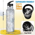 thumbnail image 2 of 600ML Stainless Steel Insulated Cup Sports Water Bottle Portable Thermos Cup Water Glasses Insulated Tumblers Convenient and Durable Frozen Fallen Leaves Design, 2 of 6