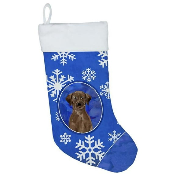 Carolines Treasures CK3937CS Winter Snowflakes Chocolate Labrador Retriever Christmas Stocking