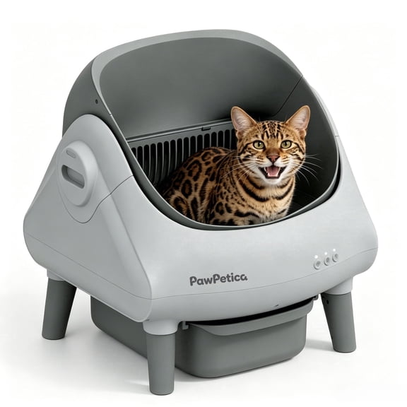 PawPetica ﻿ Self-Cleaning Cat Litter Box, App Controlled, with Safety Sensor, Removable and Washable Liner, 10.5L Large Bin