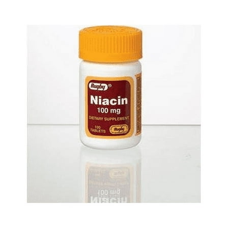 Rugby Niacin Dietary Supplement Tablets, 100 mg, 100 Count