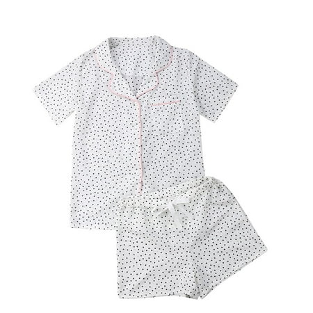 

Nokiwiqis Summer Women Homewear Pajamas Set Short Sleeves Sleepwear