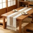 thumbnail image 4 of Qiopertar Table Runner, Soft Linen Table Runner with Hand-Woven Tassels, Bohemian Color-Block Home Decor for Dining Table Kitchen Center, 4 of 6