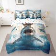 thumbnail image 2 of Feelyou Raccoon Riding Shark Twin Bedding Sets 7-Piece, Kawaii Sealife Animal Bedding Comforter Set, Ocean Birds Reversible Sheet Sets, Ultra Soft Home Decor, 2 of 7