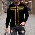 thumbnail image 1 of Blusas y camisas de manga larga con cuello redondo para hombre, blusa informal de manga larga con cuello redondo y estampado de rayas, blusa de poliéster para hombre, 1 of 5