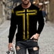 thumbnail image 1 of Blusas y camisas de manga larga con cuello redondo para hombre, blusa informal de manga larga con cuello redondo y estampado de rayas, blusa de poliéster para hombre, 1 of 5