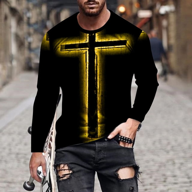 Blusas y camisas de manga larga con cuello redondo para hombre, blusa informal de manga larga con cuello redondo y estampado de rayas, blusa de poliéster para hombre
