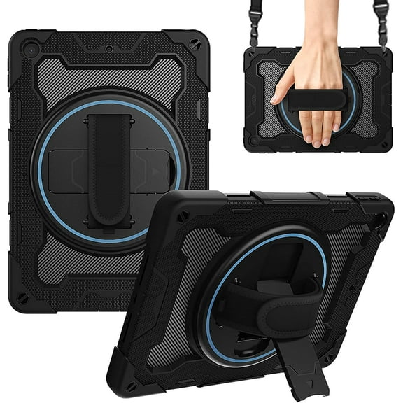 Case for Lenovo Tab K10 2021/M10 FHD Plus 10.3 Inch (2020 2nd Gen), Heavy Duty Shockproof Case with Screen Protector, Rotating Handle Stand, Shoulder Strap for 10.3" TB-X606F/TB-X606X