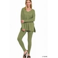 thumbnail image 2 of Zenana Women's Soft Brushed Fabric V-Neck Long Sleeve Top & Leggings - 2 Pieces Set, 2 of 6