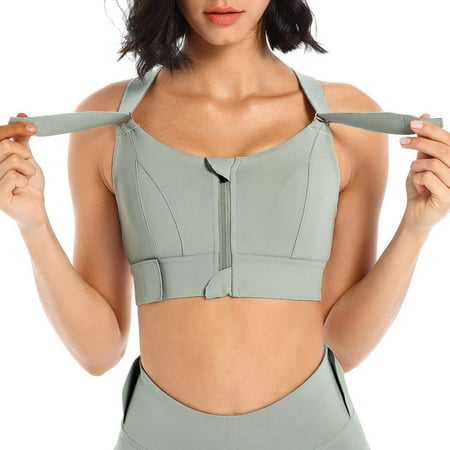 

Women s Front Zip Sports Bra Adjustable Straps Soft Workout Tops Underwear