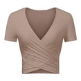thumbnail image 1 of Gibobby Playeras Mujer Blusa de MujerCuello en V Manga CortaViajes（Caqui， M), 1 of 5
