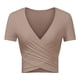 thumbnail image 1 of Gibobby Playeras Mujer Blusa de MujerCuello en V Manga CortaViajes（Caqui， XL), 1 of 5
