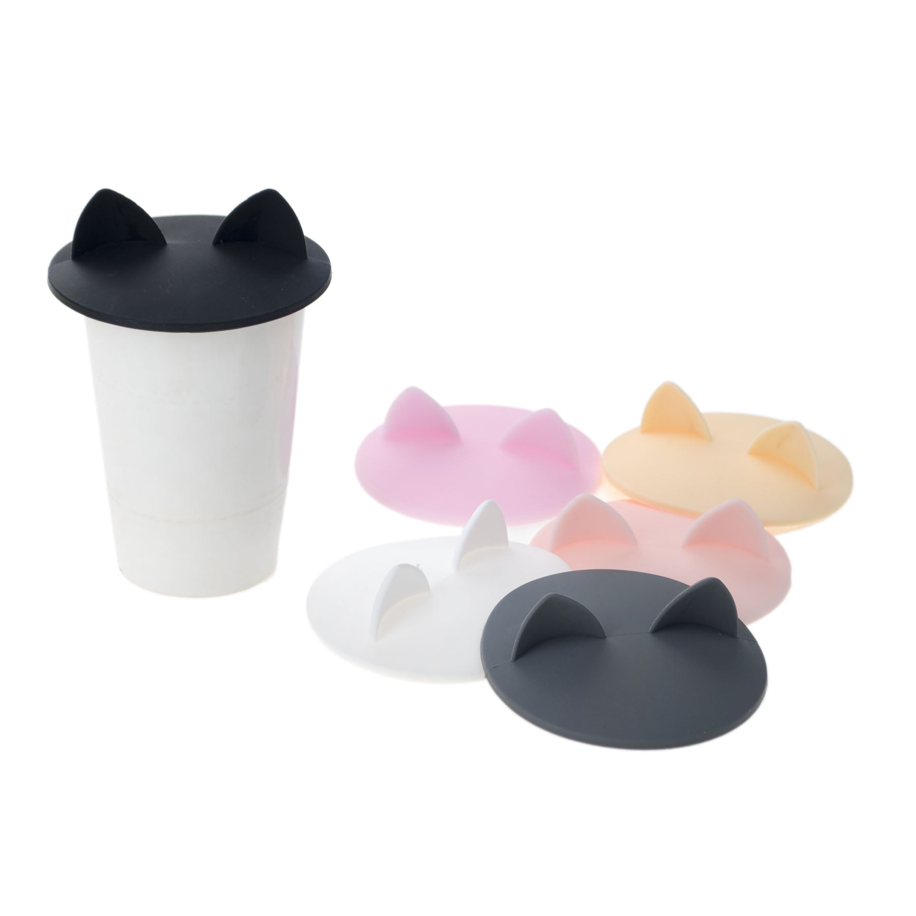Anti-Dust Food-grade Silicone Cup Lid with Heart Shape Spoon Stirrer Holder zyurong Silicone Mug Cover