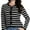 Black White, variant on Women's Striped Cardigan Sweaters Trendy Long Sleeve Crew Neck Button Open Front Loose Lightweight Knit Crop Sweater
