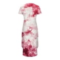 thumbnail image 4 of Ovzne Robes d'Été pour Femmes Robe d'Été pour Femmes Robes d'Été Décontractées à Imprimé Floral Col Rond Manches Courtes Poches Robe Longue Imprimée Robe pour Femmes à Manches Courtes Robes Longues Imprimées Cl, 4 of 5