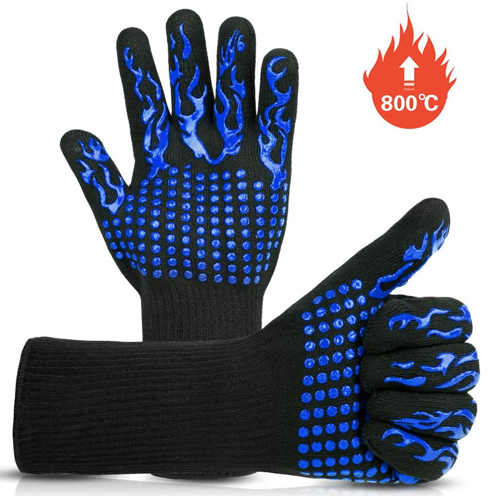 Baking Outdoor Barbecue Cutting BBQ Grill Gloves 1472 F° Heat Resistant Fireproof Glove Grilling Gloves Non-Slip Oven Gloves Perfect for Kitchen Cooking 
