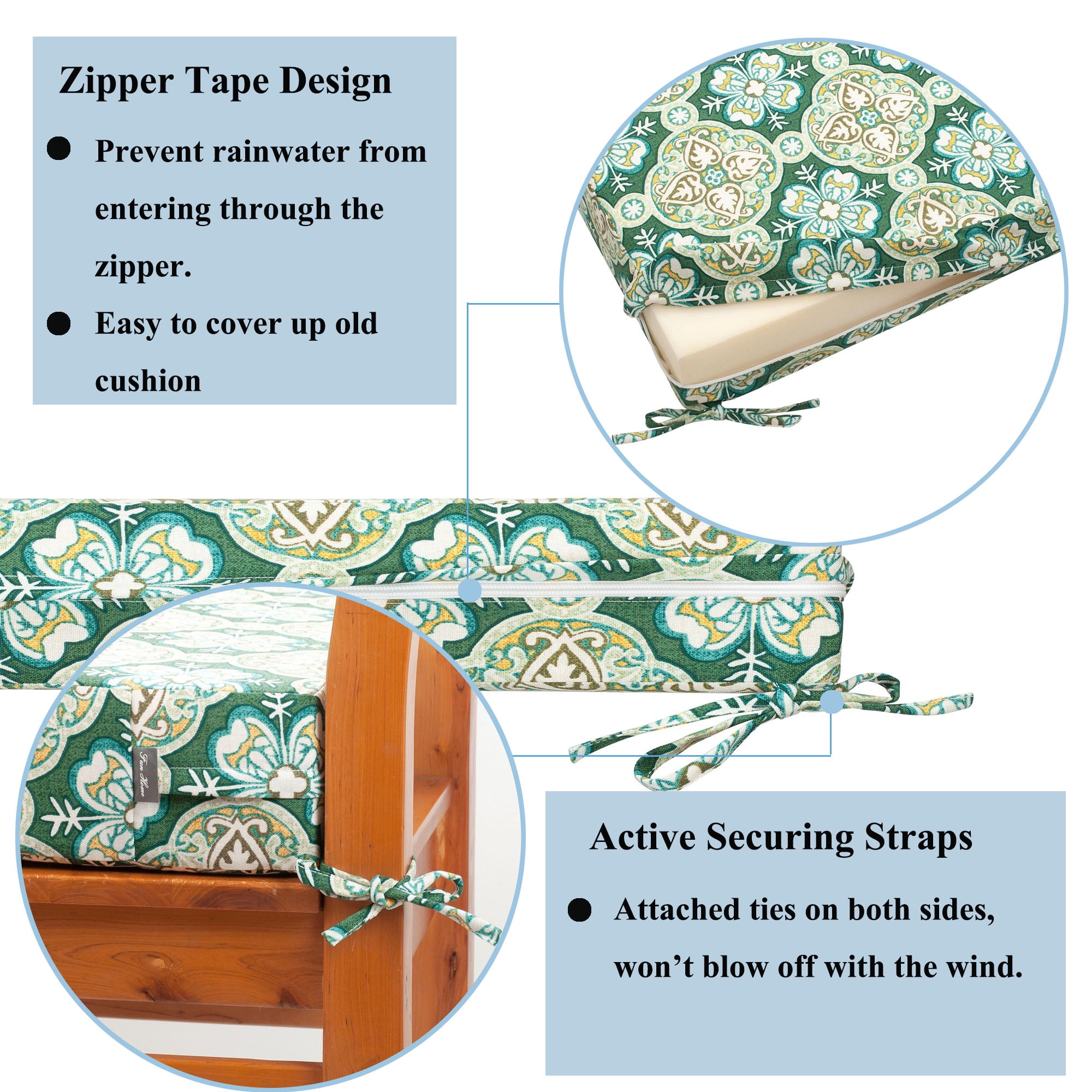 MAGPIE Indoor Outdoor 22" x 20"x 4" Chair Cushion Cover Replacement 2 Pack, NO Insert! Seat Cushion for Patio Garden Chair Sofa Bench Wicker(Green Medal)