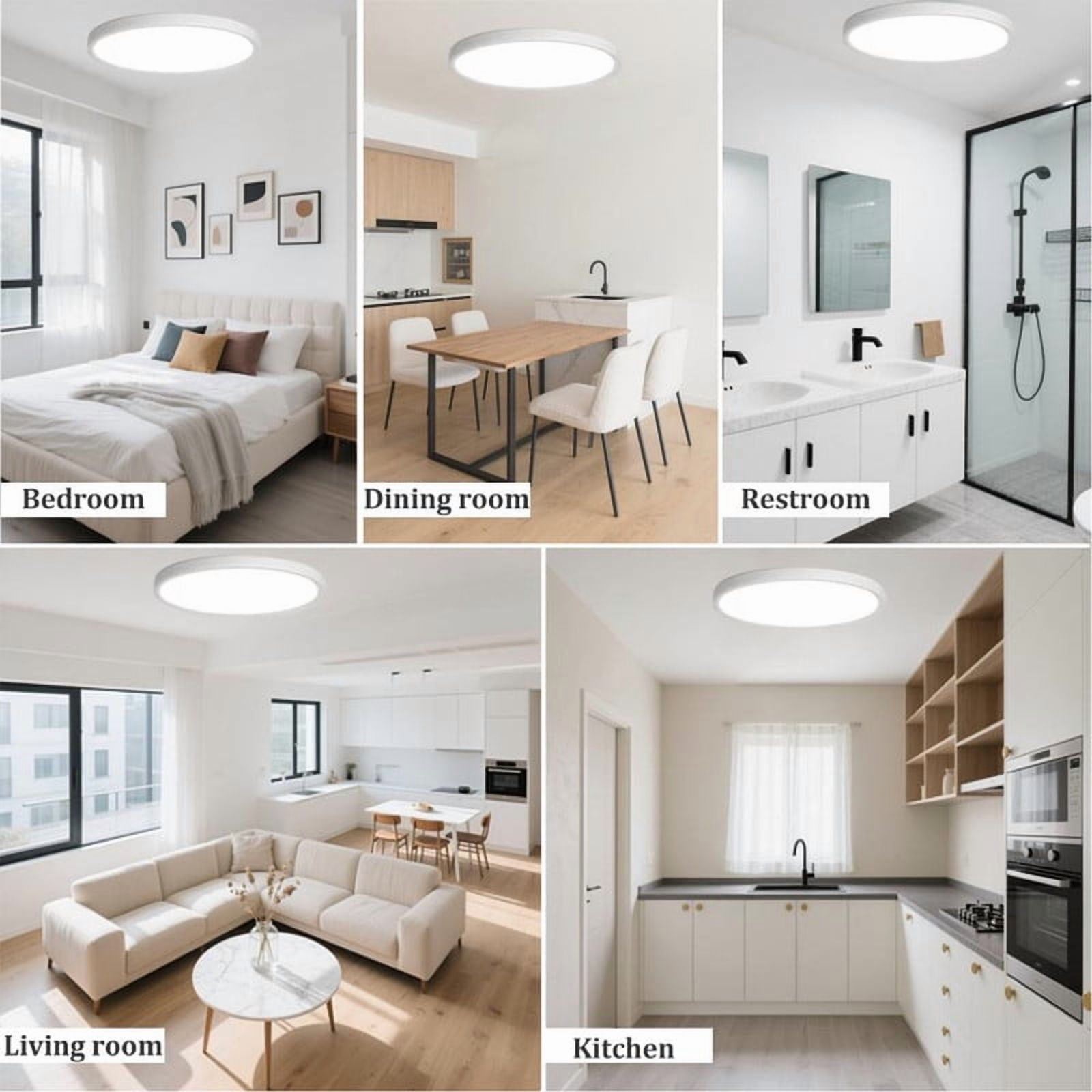 Full-spectrum ceiling lamp 30W 3650LM, variable light 3000K-6500K, wide voltage 85-265V, eye-protecting LED panel, suitable for indoor lighting in living rooms and kitchens - 1 package