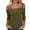 Army Green, variant on Cold Shoulder Tops for Women 3/4 Sleeve Cutout Neck Loose Fit Shirts Casual Trendy Going Out Blouses Solid Color Comfy Tunic Tops Black S