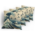 thumbnail image 5 of Ambesonne Ukiyo-e Wave Throw Pillow Cover 4 Pack, Flying Surfers Asian, 16", Navy Blue Ivory Seafoam, 5 of 7
