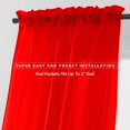 thumbnail image 2 of Mocassi Sheer Curtains - 2 Piece Set - 2 inch Rod Pocket - Solid Sheer Curtain Drapes for Living Room, Bedroom, 60" X 84", Red, 2 of 5