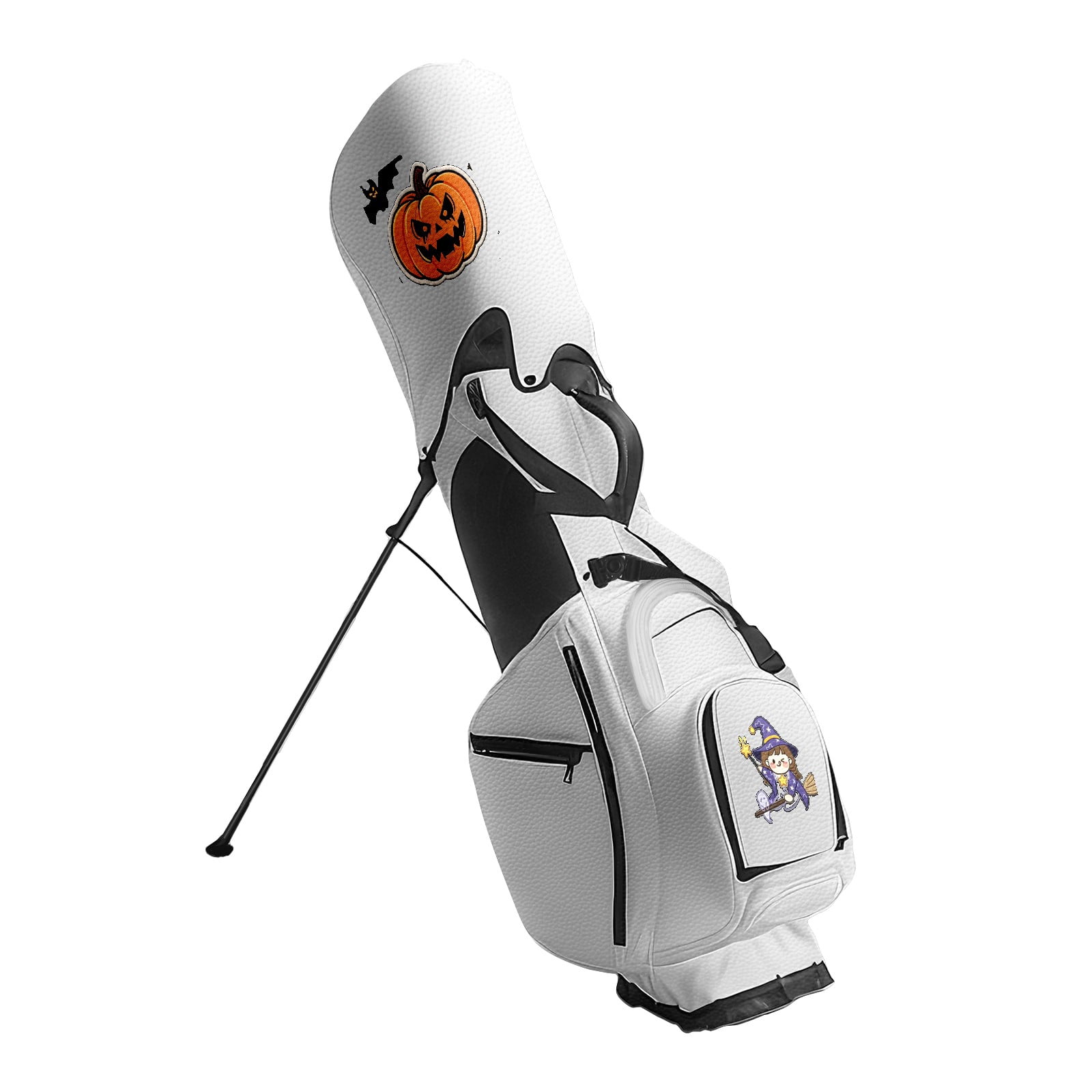 Black White Waterproof Durable Leather Golf Stand Bag 14 Ways Divider Large Capacity & Adjustable Shoulder Straps Golf Club Bag for Men and Women Pumkin