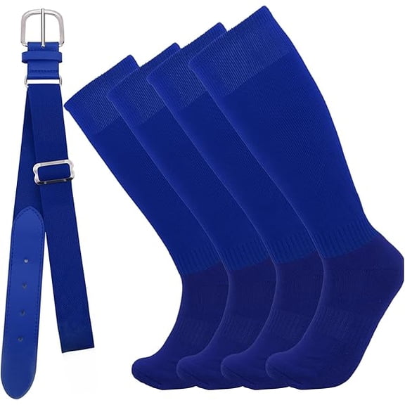 Eryueer2 Pair Baseball Socks and Belt Set for Youth Adult Softball Socks Men Strenchy Baseball Belt Combo
