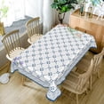 thumbnail image 5 of 60x84inches Rectangle Table Cloth Blue White Faience Print Pattern with Bright Color Floral Tablecloth Waterproof and Stain Resistant Table Cover for Kitchen Dining Room Buffet Banquet Party, 5 of 7