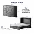 thumbnail image 2 of ZAFLY Murphy Bed with Charging Station, Solid Wood Cabinet Bed with Mattress, Murphy Cube Chest Bed with Storage Drawers - Grey, 2 of 8