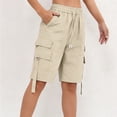 thumbnail image 5 of Dweltoz Cargo Shorts for Women High Waisted Casual Long Shorts with Multi Pockets Travel Lightweight Knee Length Outdoor Long Jorts,Beige M, 5 of 6