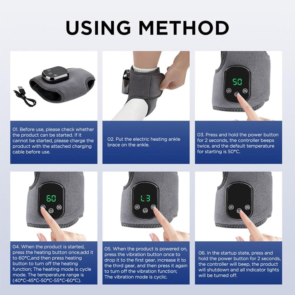 Nuralisk 3-in-1 Foot Massager, Foot Massager with 3 Vibration Modes and 5 Heat Levels for Pain Relief, Portable Wireless Thermal Ankle Support for Neuropathy and Relaxation