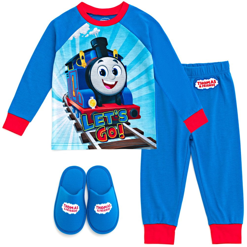 Thomas the Train Pajama Shirt Pants and Slippers 3 Piece Toddler to Little Kid Walmart