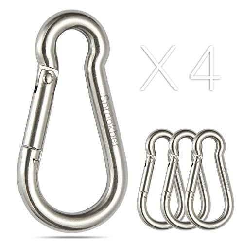 Heavy Duty Stainless Carabiner Key Chain S Snap Hook Spring Clip Dual Lock Tools 