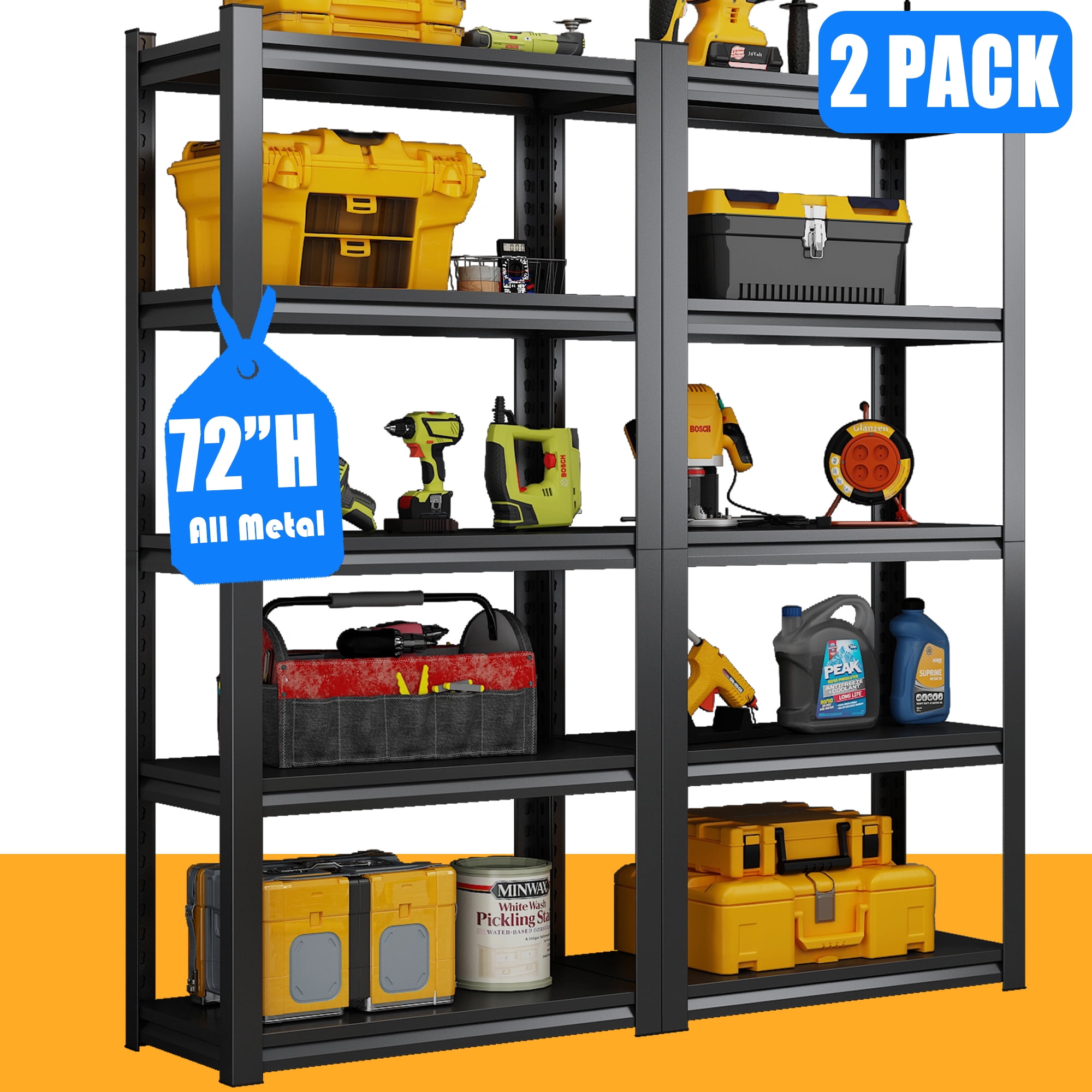 Leariso 2 PCS 72"H Storage Shelves 5 Tier Adjustable Garage Storage