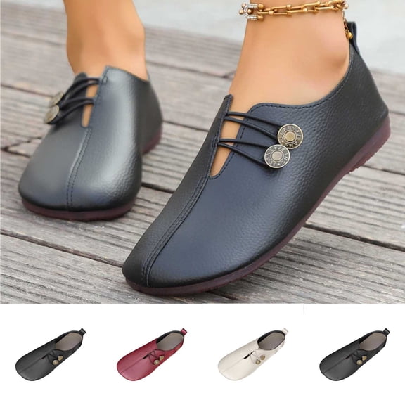 Miluxas Women Ballet Flats Shoes Low Heels Wide Width Comfortable Slip On Casual Shoes for office White 9.5(43)