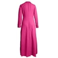 thumbnail image 4 of Vestido liso de mujer con cinturón, manga larga y escote en V profundo, poliéster y spandex, estilo informal y elegante, tallas S-XXXL, 4 of 5