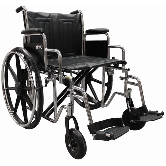 Silla de ruedas Drive Medical Sentra EC de alta resistencia con varios estilos de brazos y opciones de montaje frontal, negra, bariátrica, 24 pulgadas